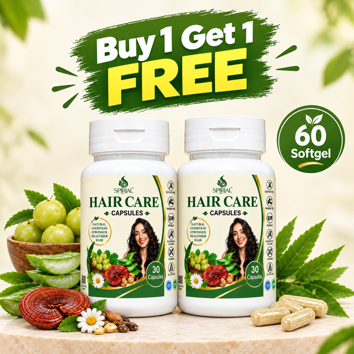 Spirial Natural Hair Care Capsules Buy 1 Get 1 Free