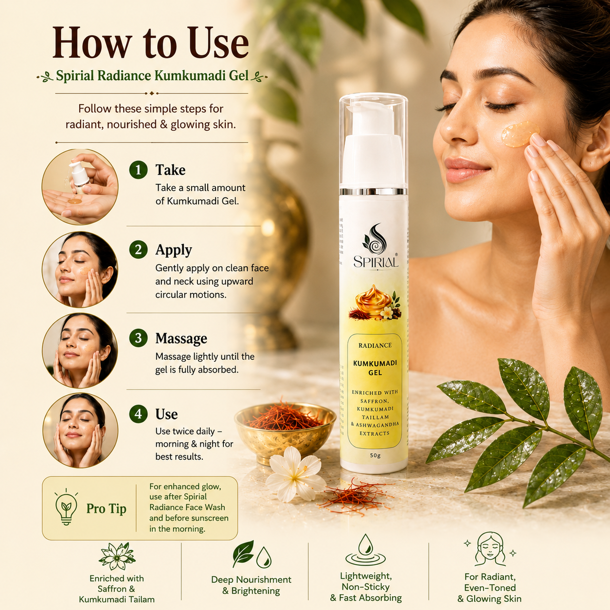 Kumkumadi Gel For Skin Repair & Glass Skin